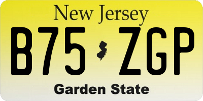 NJ license plate B75ZGP