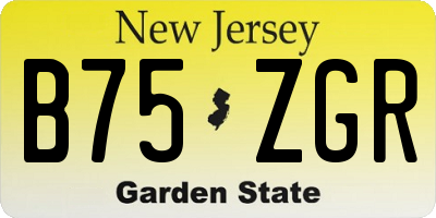 NJ license plate B75ZGR