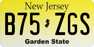 NJ license plate B75ZGS