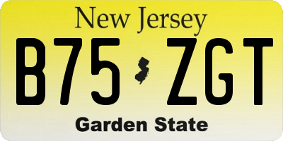 NJ license plate B75ZGT