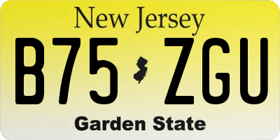NJ license plate B75ZGU