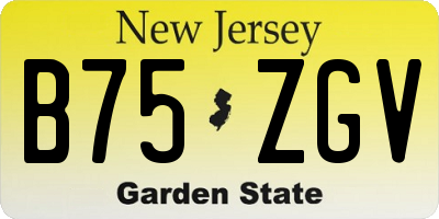 NJ license plate B75ZGV