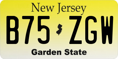 NJ license plate B75ZGW