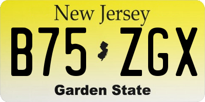 NJ license plate B75ZGX