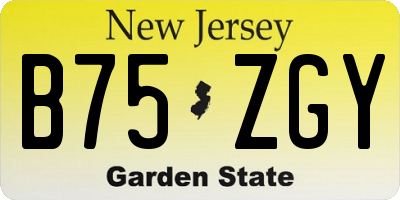 NJ license plate B75ZGY