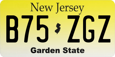 NJ license plate B75ZGZ
