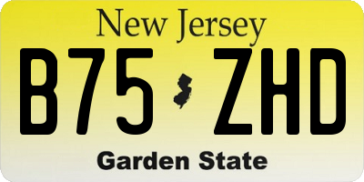 NJ license plate B75ZHD