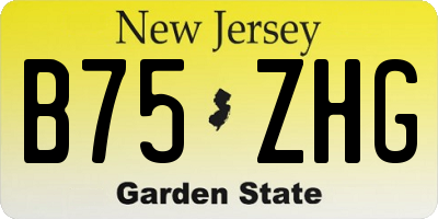 NJ license plate B75ZHG