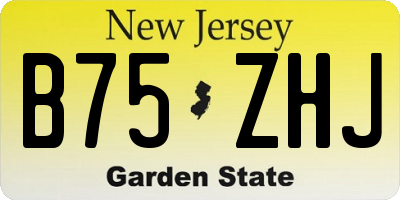 NJ license plate B75ZHJ