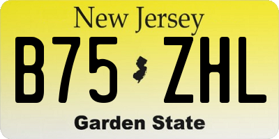 NJ license plate B75ZHL