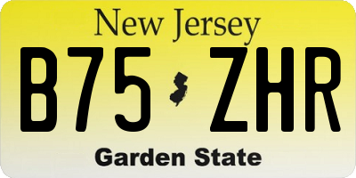 NJ license plate B75ZHR