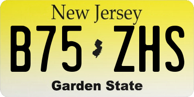 NJ license plate B75ZHS