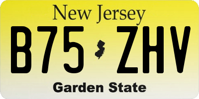 NJ license plate B75ZHV