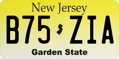 NJ license plate B75ZIA