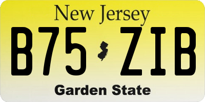 NJ license plate B75ZIB