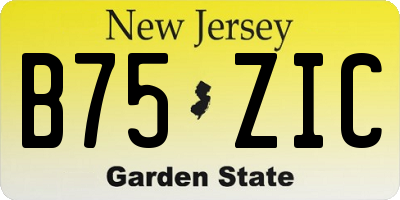 NJ license plate B75ZIC