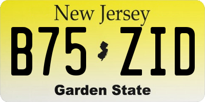 NJ license plate B75ZID