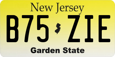 NJ license plate B75ZIE