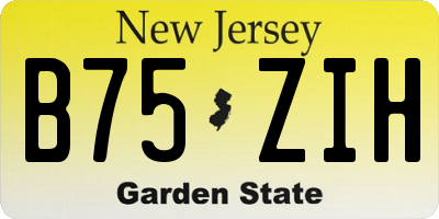 NJ license plate B75ZIH