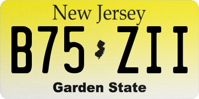 NJ license plate B75ZII