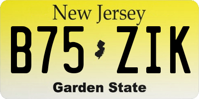 NJ license plate B75ZIK