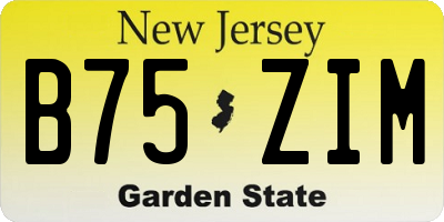NJ license plate B75ZIM