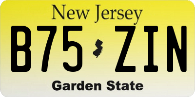 NJ license plate B75ZIN