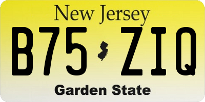NJ license plate B75ZIQ