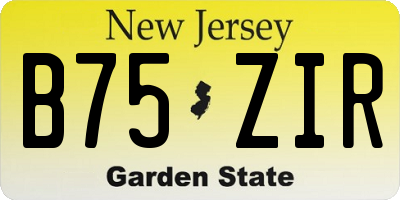 NJ license plate B75ZIR