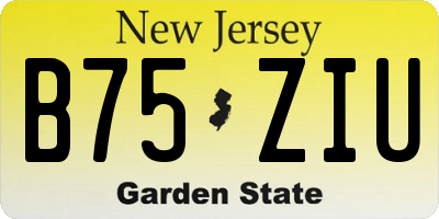 NJ license plate B75ZIU