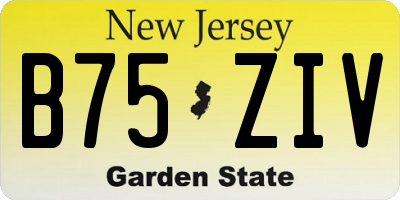 NJ license plate B75ZIV