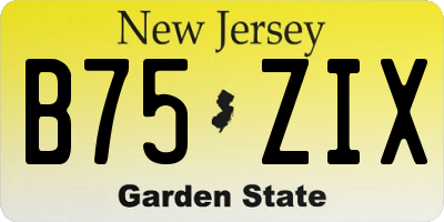 NJ license plate B75ZIX
