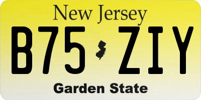 NJ license plate B75ZIY