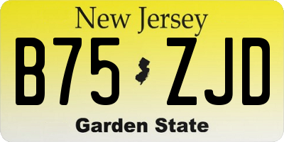 NJ license plate B75ZJD