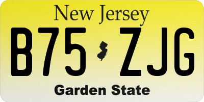 NJ license plate B75ZJG