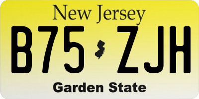 NJ license plate B75ZJH