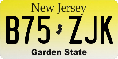 NJ license plate B75ZJK