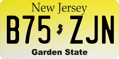 NJ license plate B75ZJN