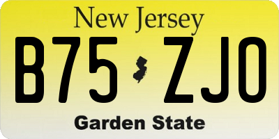 NJ license plate B75ZJO