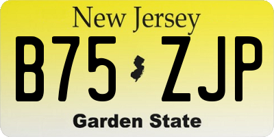 NJ license plate B75ZJP