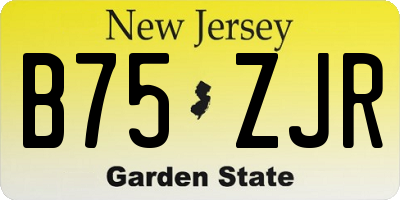 NJ license plate B75ZJR