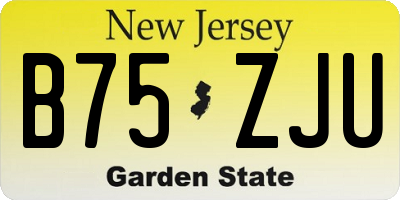 NJ license plate B75ZJU