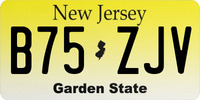 NJ license plate B75ZJV
