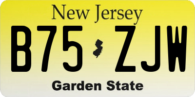 NJ license plate B75ZJW