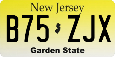 NJ license plate B75ZJX