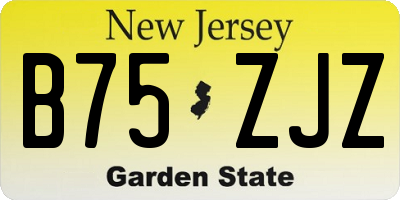 NJ license plate B75ZJZ