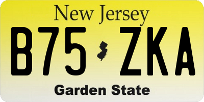 NJ license plate B75ZKA