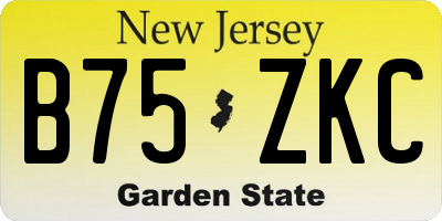 NJ license plate B75ZKC