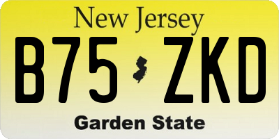 NJ license plate B75ZKD
