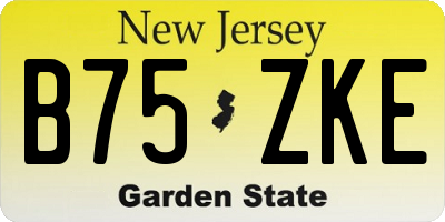 NJ license plate B75ZKE